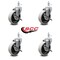 Service Caster 4 Inch Thermoplastic Wheel 1/2 Threaded Stem Caster Set with Brakes SCC, 4PK SCC-TS05S410-TPRS-SLB-121315-4 - alternate 3